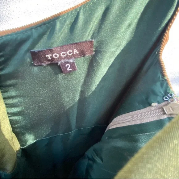 Tocca Green & Toffee Silk & Wool Fairy Dress Size 2 - Picture 10 of 11